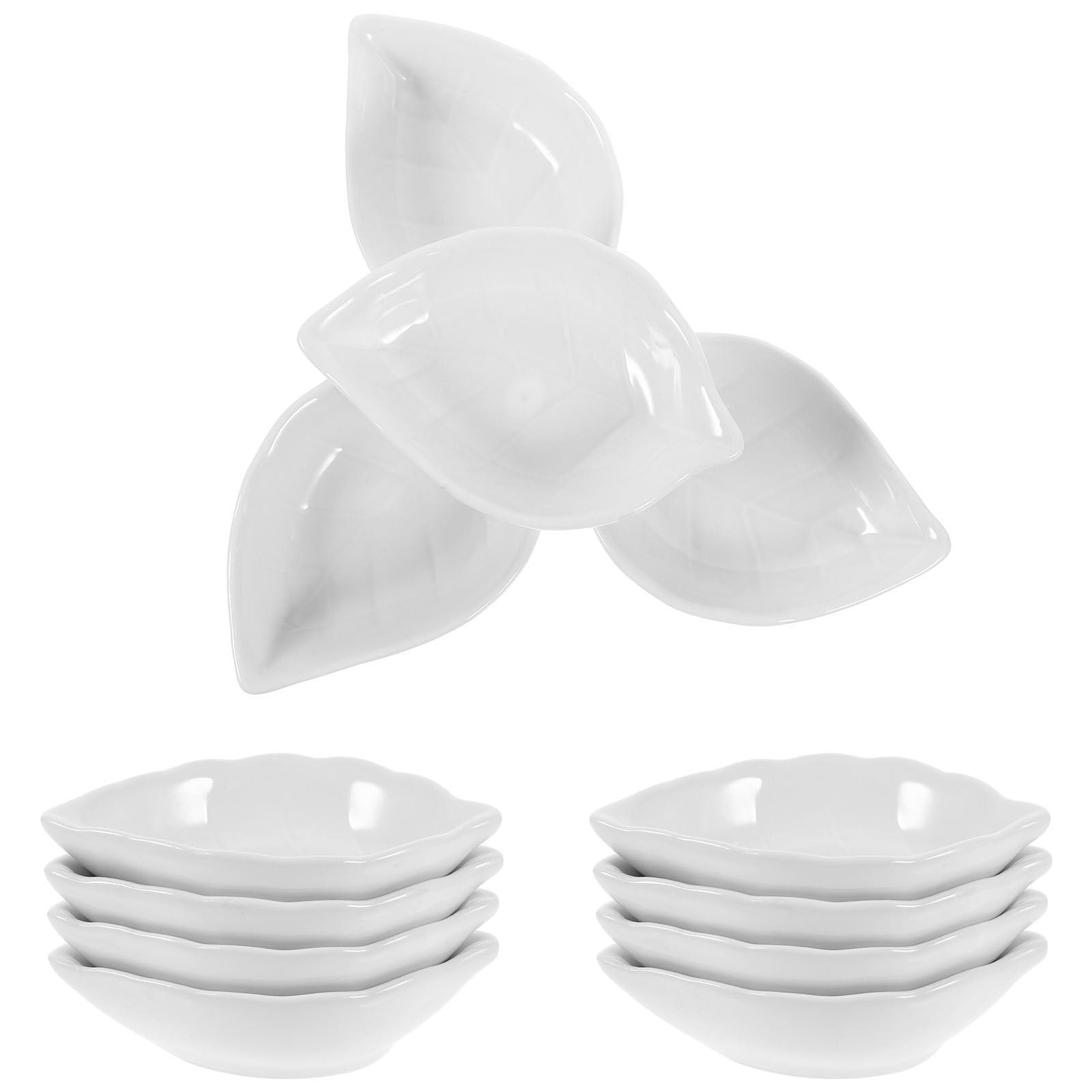 VOSAREA 14 Pièces Petits Bols à Trempette en Céramique Feuille Blanche