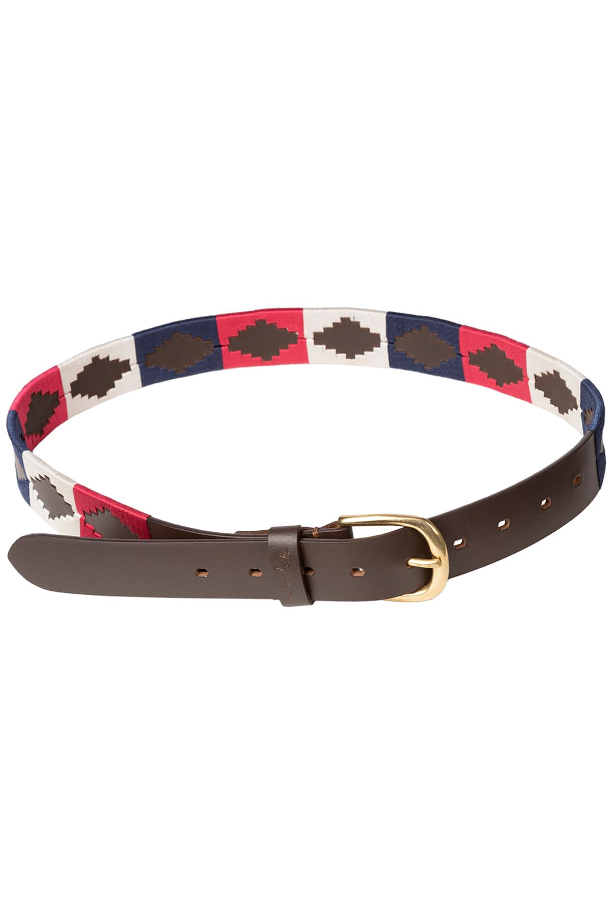 Rydale Leather Polo Belt Men's Ladies Belts Equestrian Stitched Unisex Trouser Belt (Navy/White/Bonbon, S)