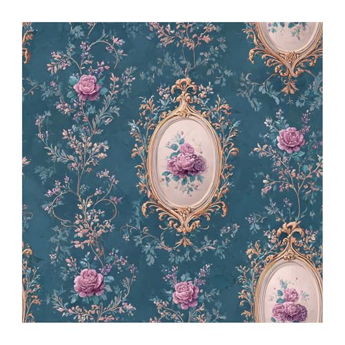 Image of PAPER PLANE DESIGN Vintage Floral Vinyl Self Adhesive Wallpaper Peel & Stick, Waterproof, Stain-Proof & Easy to Clean | 16 in X 90 in, Decor for Bedroom, Hallway, Living Room (E)