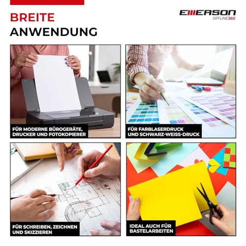 Emerson farbiges Druckerpapier Kopierepapier gelb A4 50 Blatt | 80 g/m2 210 x 297 mm | Drucker: Laser, Inkjet, Fotokopie, Fax | Vielseitiges Papier zum Kopieren, Basteln