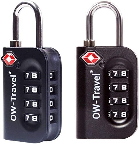 OW-Travel Luggage Locks TSA Approved (2 Pack Orange) 4 Digit Suitcase Padlocks. TSA Locks Approved Security Backpack Padlock Suitcase, Case Locks, Combination Lock Luggage Bag lock, Gym Locker Padlock