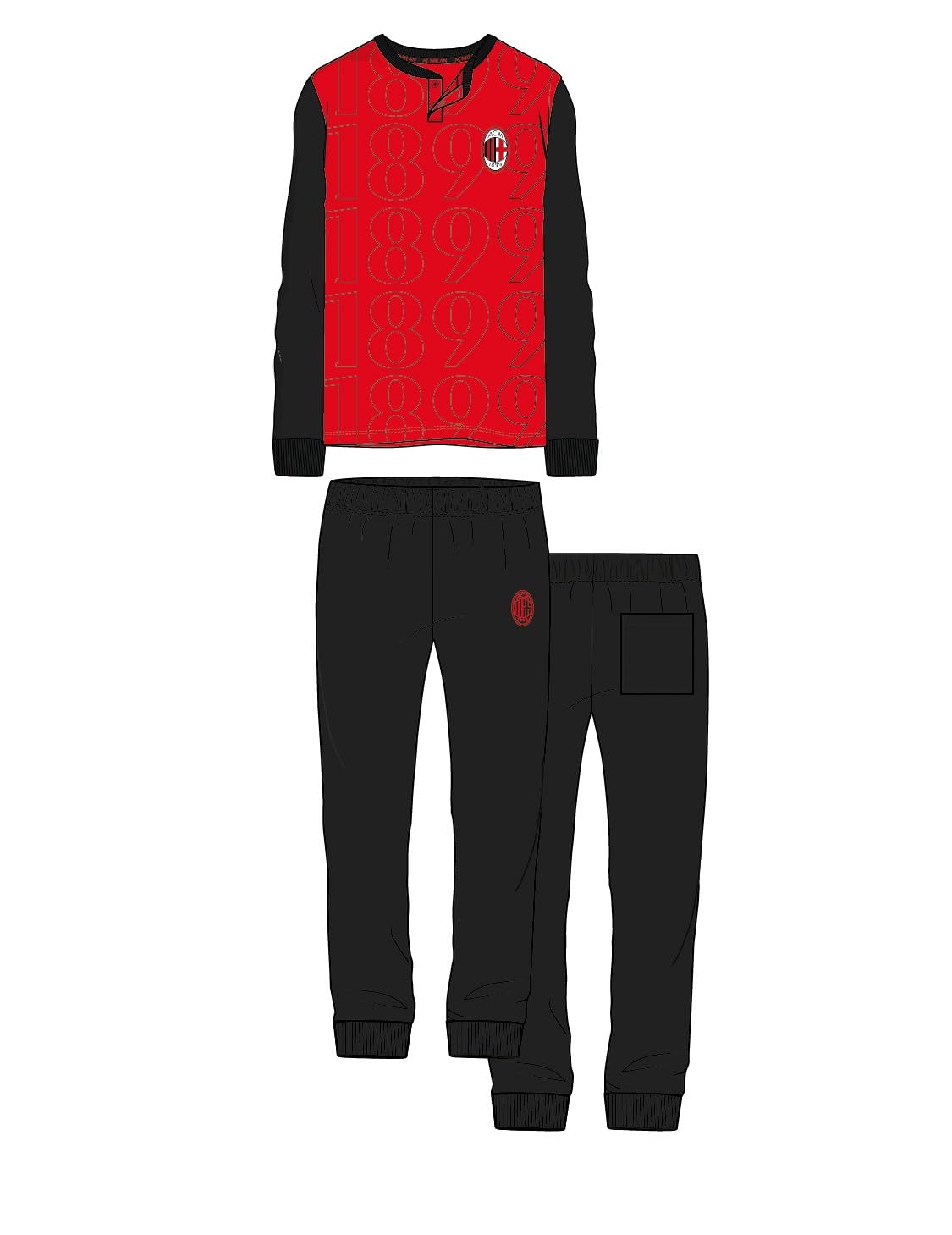 hermet Pigiama Ragazzo Lungo in Puro Cotone MILAN Prodotto Ufficiale Art. T20 2010