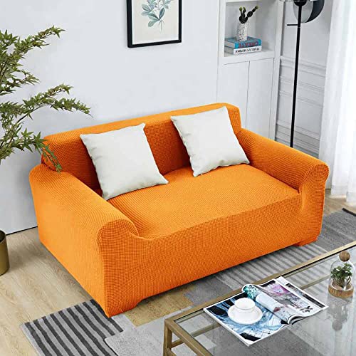 Housse de canapé extensible orange antidérapant causeuse