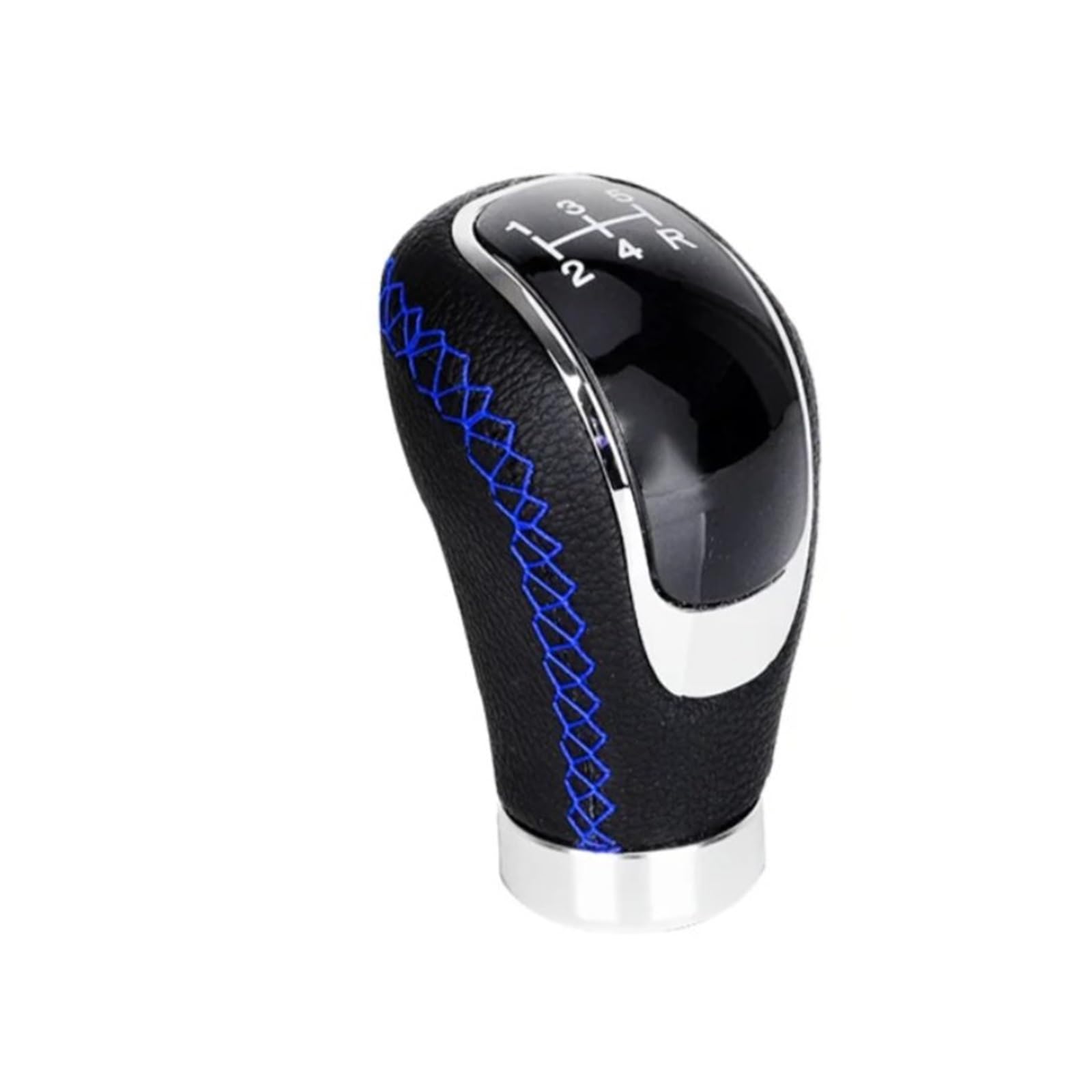 Glblpexelr Blue Line 5Speed For Universal Car 5 Speed Leather Red Stitch Gear Shift Knob Gear Stick