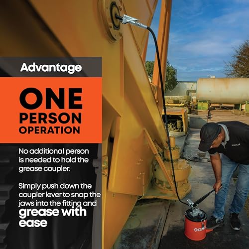 Image of Groz All New 6 Kg Bucket Grease Pump with Quick Lock Coupler | One Hand Operation Pump | Multiple Modes | High Pressure Grease Pump 6 Kg | Upto 4000 psi & 9 gm /stroke | VGP /6A /Q