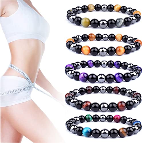AFFO Schwellungen lindern Schwarzer Obsidian Fußkette, Dreifach Schutz Obsidian+Mehrfarbiges Tigerauge-Armband, Angst lindern für Frauen und Männer Schmuckgeschenk Cover