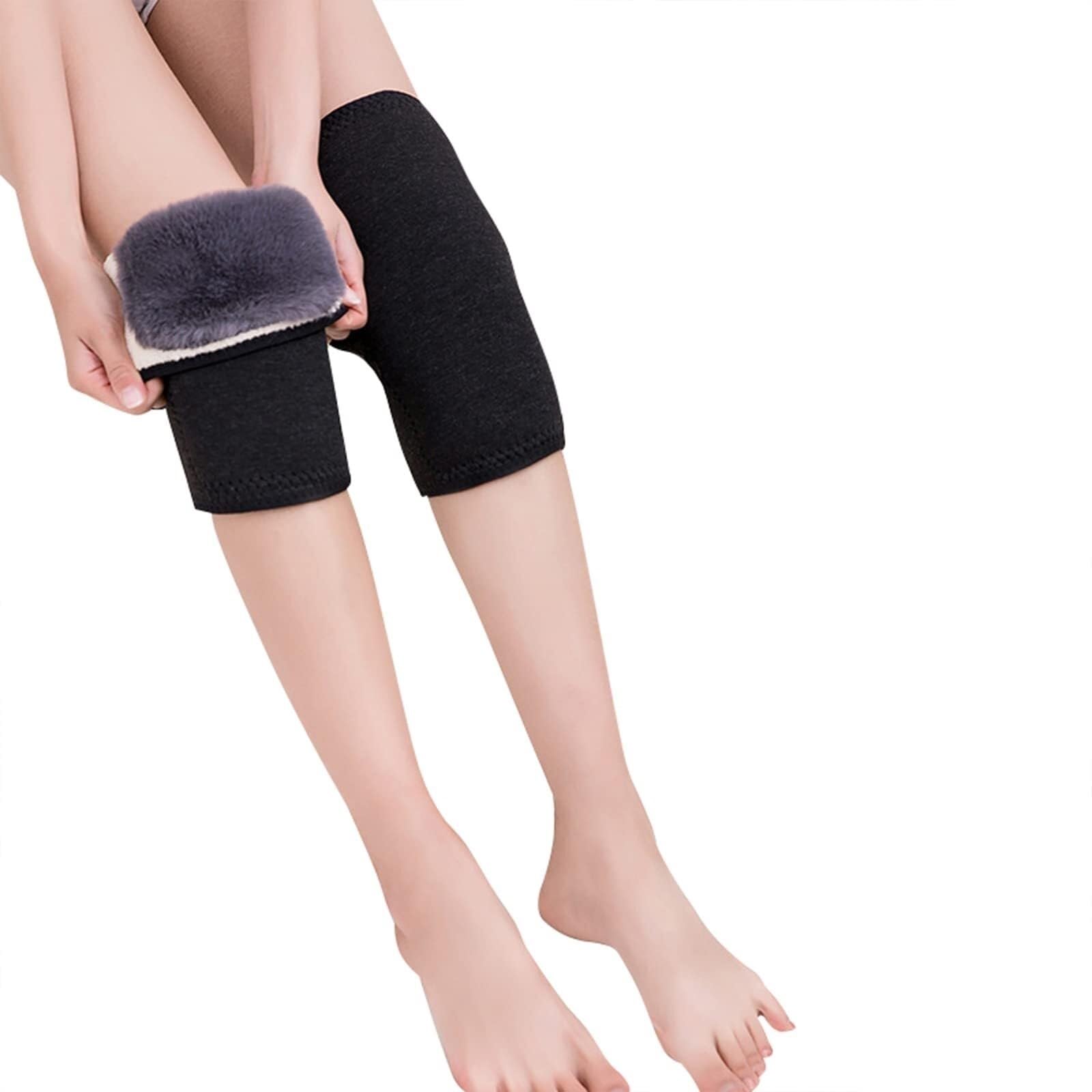 Ginocchiera Calde Imbottiture for Ginocchia E Gambe Foderate in Peluche for Uomini Donne for Lo Sci, Il Ciclismo, La Corsa Supporto Ginocchio(Black-Long,XL)