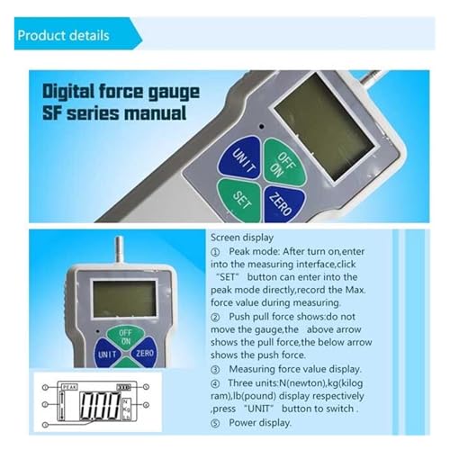 Dynamomètre portable ELK-500N jauge de force numérique à affichage LCD - 6
