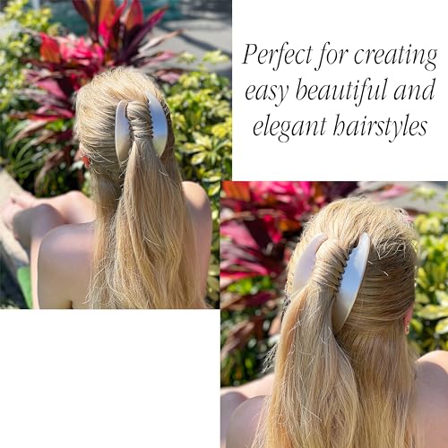 Image of Camila Paris CP3016 French Hair Side Combs, Beige Pearl Interlocking Combs French Twist Hair Combs, Strong Hold Hair Clips for Women Bun Chignon Up-Do, Styling Girls Hair Accessories, Made in France