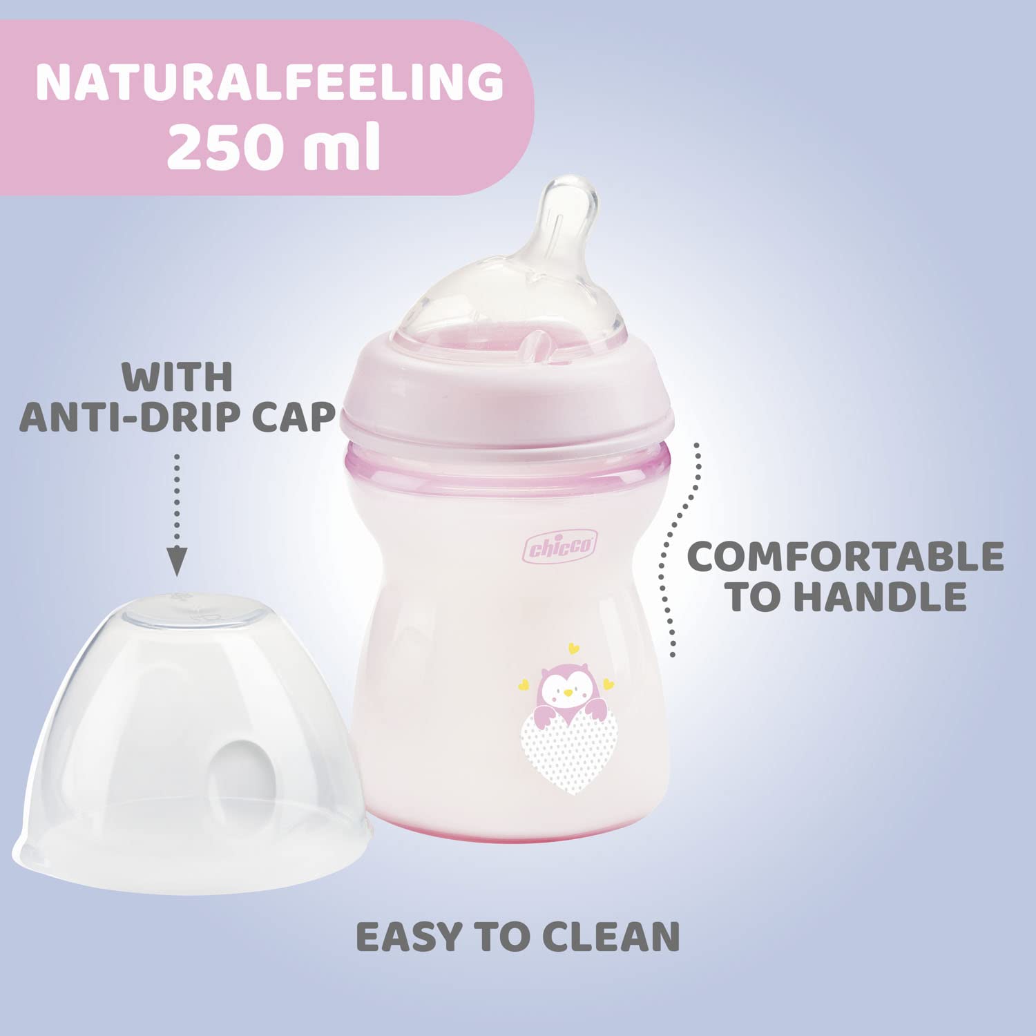  Chicco Biberón 11.2 fl oz NaturalFeeling 6M + : Bebés