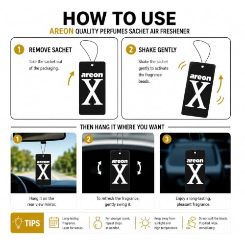 Image of AREON X AXV02 Hanging Best Car Air Freshener Vanilla Scent, 12 Pack