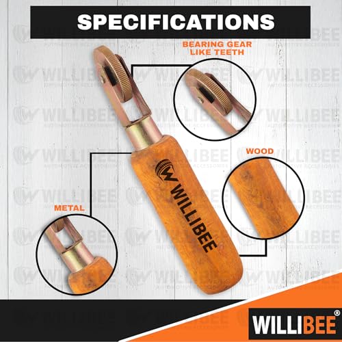 Image of WILLIBEE Tyre Patch Repair Tool | Wooden Handle Tire Puncher Patch Stitch Roller with Bearing | Tube & Tubeless Tyre Puncture Repair Tool