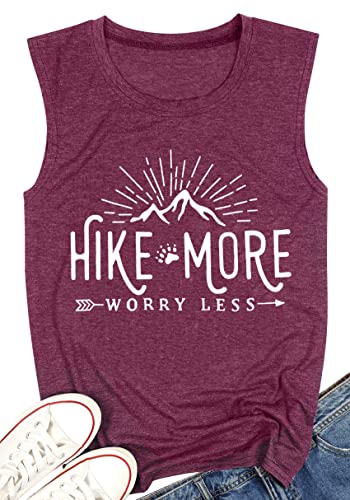 Maihun Hike Tank Tops Women Summer Athletic Sleeveless Hike More Mountain Graphic Tee Shirts Vacation Camping Vest Purple #TOP1