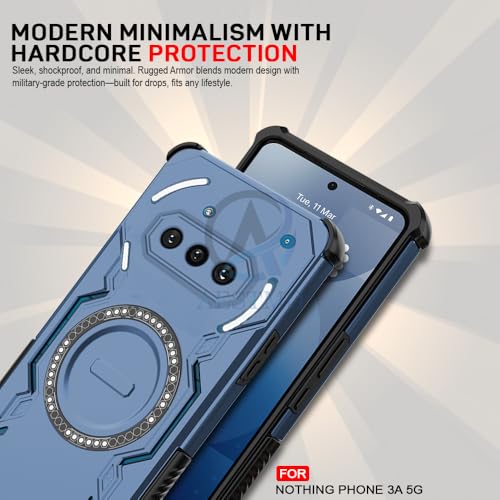 Image of AESTMO Back Case Cover for Nothing Phone 3A 5G | Magnetic Case with Built-in Metal Ring | Compatible with MagSafe Accessories | Shockproof Hybrid (PC + TPU (Blue)