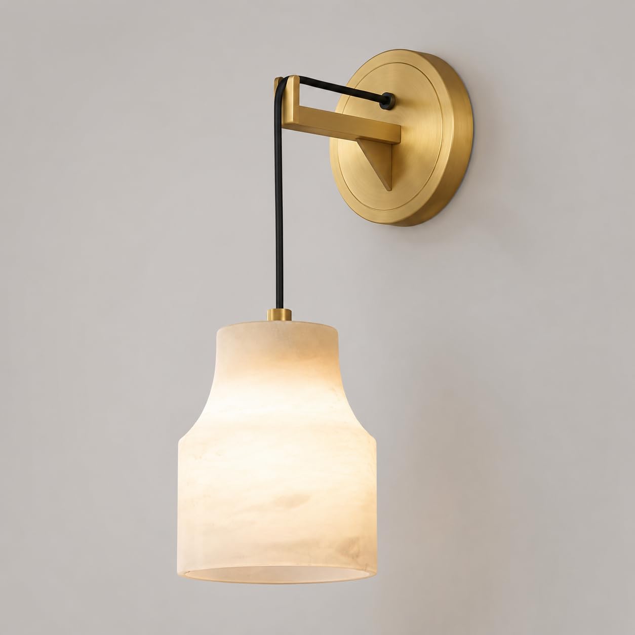Yvamnad Style A Alabaster Marble Wall Sconce, Gold Hardwired Wall Sconce Bathroom Mirror Vanity Lights Adjustable Wall Mount Hanging Lamps With Natural Alabaster 3000K Led Wall Lamp For Hallway Bedroom Living Room