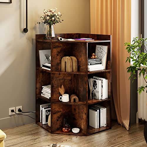 HedoAjim Corner Cabinet, Corner Storage Shelf with USB Ports and