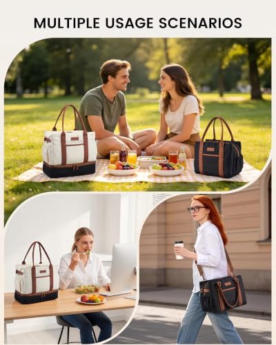 Insulated Lunch Bag Women with Triple Compartments & Bottle Holder - image 9