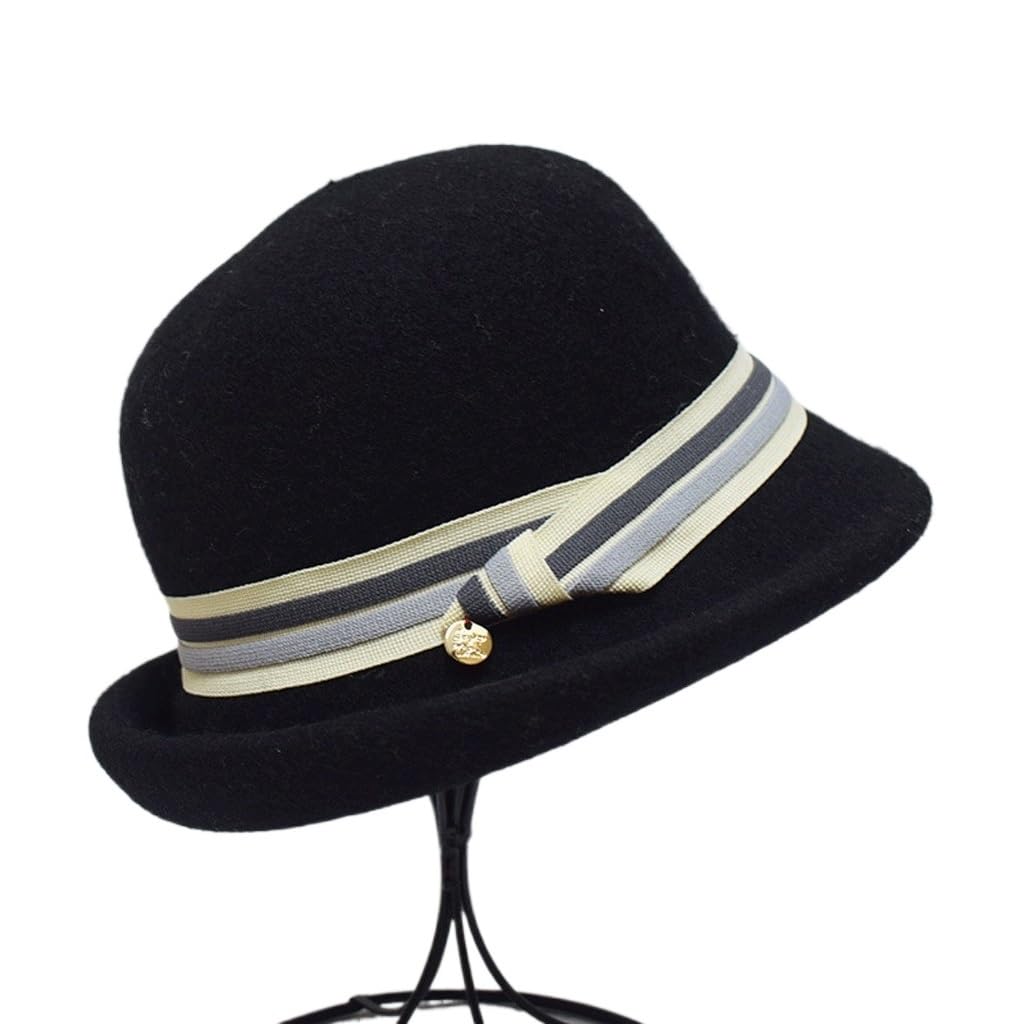 Cappello a Cilindro Autunno e Inverno Cappello a Cilindro Versatile con Decorazione a Nastro a Contrasto da Donna(3-Pack)