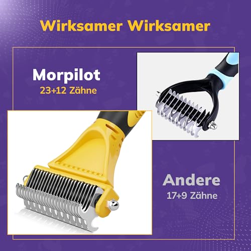 Morpilot Hundebürste Katzenbürste, 12+23 Entfilzungskamm katze Edelstahlkamm Entfernen von unerwünschten Haaren und Entwirren Knoten, Reduziert Haarausfall Um 99% Rake