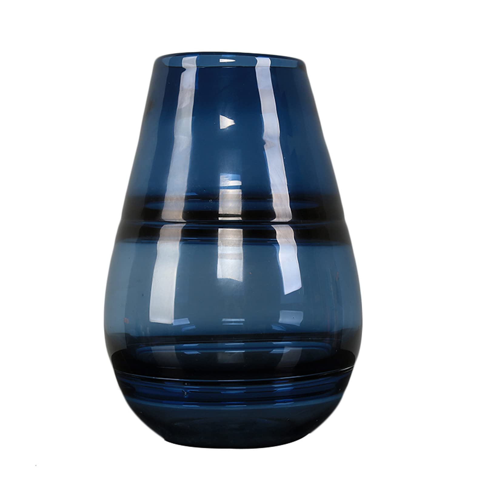 asdchZen Blue Glass Vase, Indoor Flower Decoration Vase Living Room Cafe Hydroponic Vase