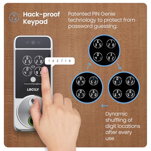 Image of Lockly Visage Zeno Series Smart Lock, Facial Recognition & Fingerprint Keyless Entry Door Lock, Built-in Wi-Fi Deadbolt with Apple Home Key, PIN Genie Keypad, App Remote Control, Easy Installation