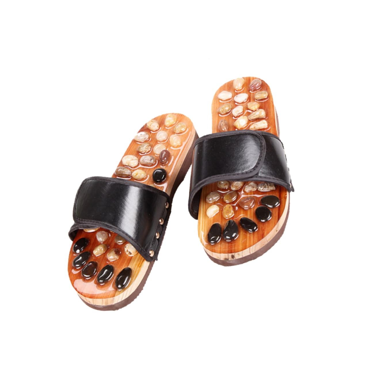 Rutschfeste Akupunktur Sandalen Fußpflege Schuhe mit Eva Material und Gewebe Unisex Fußmassage Slipper für Entspannung und Schmerzlinderung in Größe 41 Schwarz