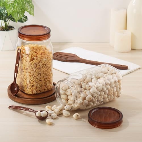Image of CELLO Retro Kitchen Storage Jars Set of 2, (2 x 2000 ml) | Premium Food Grade Quality, BPA Free, Air Tight See-Through Container | Multipurpose Plastic Storage Container For Home Kitchen Gift