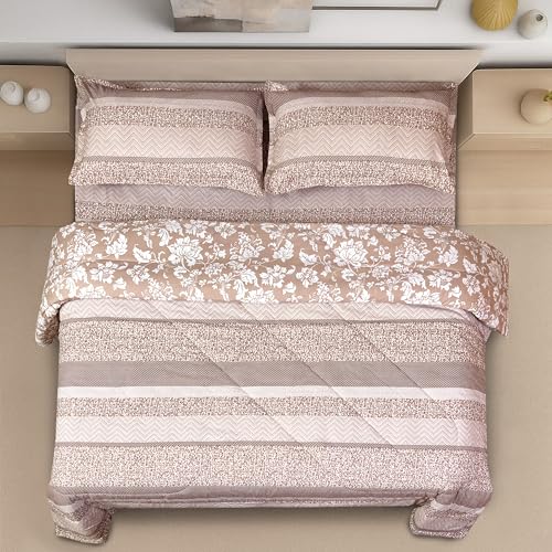 Image of Signature Reversible Super Soft Double Bed Comforter /Quilt Set 350GSM 88x90 inches, and Fitted Elastic Bed Sheet with Pillow Covers (Sunny Day, Comforter Set)