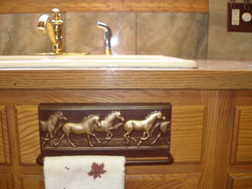 Mark Christopher Collection Over The Door Drawer/Cabinet Towel Bar, Powder Coated with Running Horses