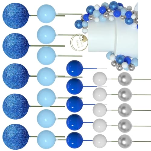 Montesy Set of 50 Cake Decoration Set Round Shape Cake Toppers Party Food Picks Foam Texture Suitable for Holidays Celebration