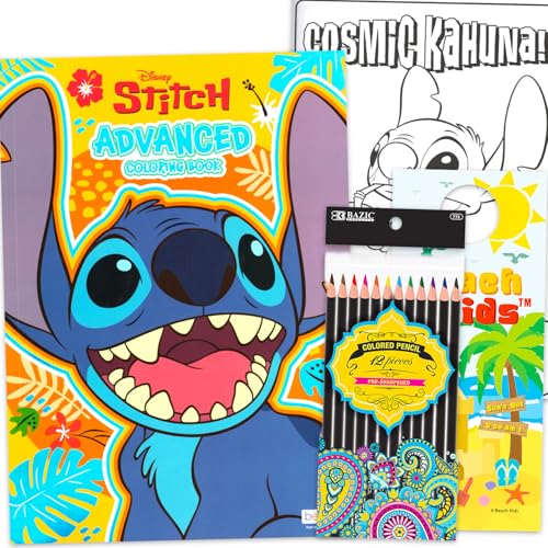 Stitch - Set di libri da colorare avanzati, per adolescenti e adulti, con Lilo e Stitch, con matite colorate, per rilassarsi