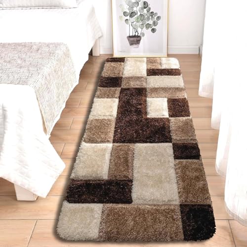 Image of Modern Soft 3D Shaggy Fur Rectangular Carpets for Living Room Thick Fluffy Rugs for Bedroom,2X6 Feet,Multi Color