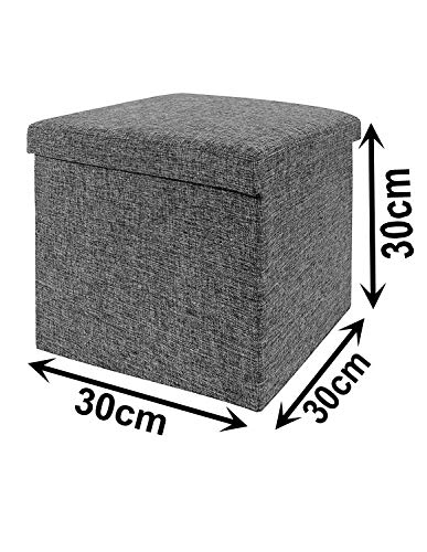 Image of Cardboard Folding Organizer Storage Ottoman Bench Footrest Stool Coffee Table Cube, Camping Fishing Toys Chest Stool, Quick And Easy Assembly, 22L Capacity, Padded