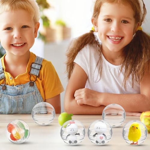 Image of GLEAVI 120 Pcs 1.1 Inch Clear Plastic Capsules, 28mm Empty Round Vending Machine Toy Containers, Transparent Gumball Machine Capsules for Mini Prizes, Party Favors, Classroom Rewards
