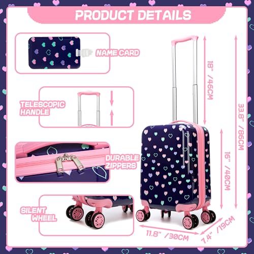 Image of Kids Luggage with Spinner Wheels Carry on Suitcases for Girls 2 Piece Luggage Sets 16 inch Toddler Suitcase for Kids Rolling Suitcase Airline Approved