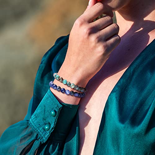 Bivei Beaded Bracelets Healing Crystals Natural Gemstone Semi Precious Handmade 8Mm Round Beads Stretch Bracelet For Man Women(Blue Lace Agate With Sodalite Bracelets) #TOP1