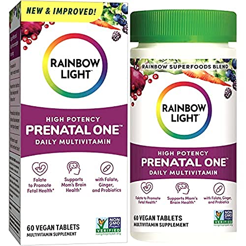 Image of Rainbow Light High-Potency Prenatal One Multivitamin, Prenatal Health Multivitamin Supports Mom's Health and Baby's Development, With Vitamin C, Vegan, 60 Count