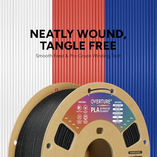 Image of OVERTURE PLA Filament 1.75mm, Neatly Wound 3D Printer Filament 1kg Spool (2.2lbs), Dimensional Accuracy + /- 0.02 mm, Fit Most FDM 3D Printers (Sparkle Black)