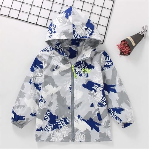Kids Girls Lightweight Hooded Jacket Waterproof Windbreaker Zipper Outerwear Casual Fall Cute Print Jackets Coats2