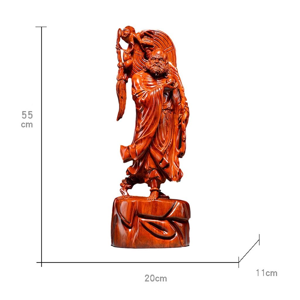 Półka na książki dekoracja drewniana rzeźba posąg Buddy ozdoby dom japoński zen wejście dekoracyjne meble mahoń rzemiosło unikalna dekoracja domu (30 cm)