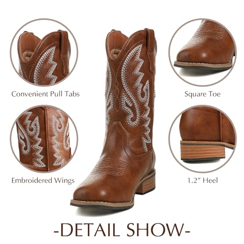 Cowboy Boots Square Toe Kids Boots Embroidered Western Boots Cowgirl Boots For Toddler/Little Kid/Big Kid2