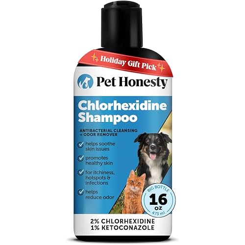 Pet Honesty Chlorhexidine Cat & Dog Seasonal Itch Relief Shampoo, for Allergies, Itching, Skin and Coat Supplement, Helps Shedding, Hot Spots, Deodorizing Dog Shampoo & Grooming Supplies,16oz