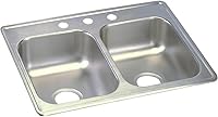 Vista 22 de Dayton D233221 Equal - Fregadero de acero inoxidable con doble tazón, 33 x 22 x 6.5 pulgadas