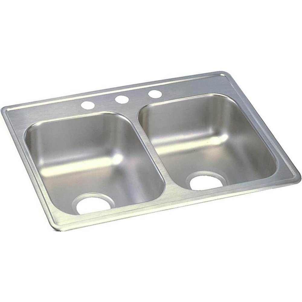 Elkay D22519 Dayton 25" Drop In Double Basin Stainless Steel Kitchen Sink - 4 Faucet Holes