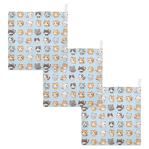 vvfelixl Baby Muslin Washcloths Cat Stickers Baby Burp Cloths Cotton Babys Face Towel for Newborn Infants Boys Girls Soft and Absorbent 11.8 X 11.8 in, 3 Pack2