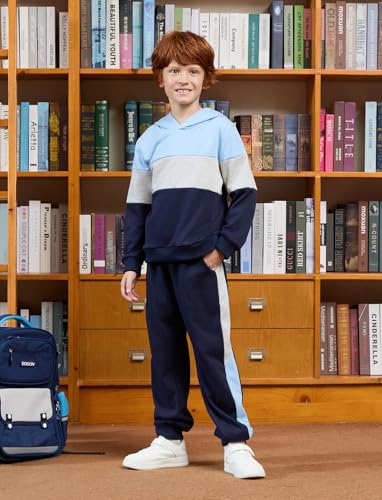 PATPAT Boys Sweatsuits 3-12 Years Camo Block Hoodies and Joggers with Pockets 2 Piece Outfits Fall/Winter Clothes2