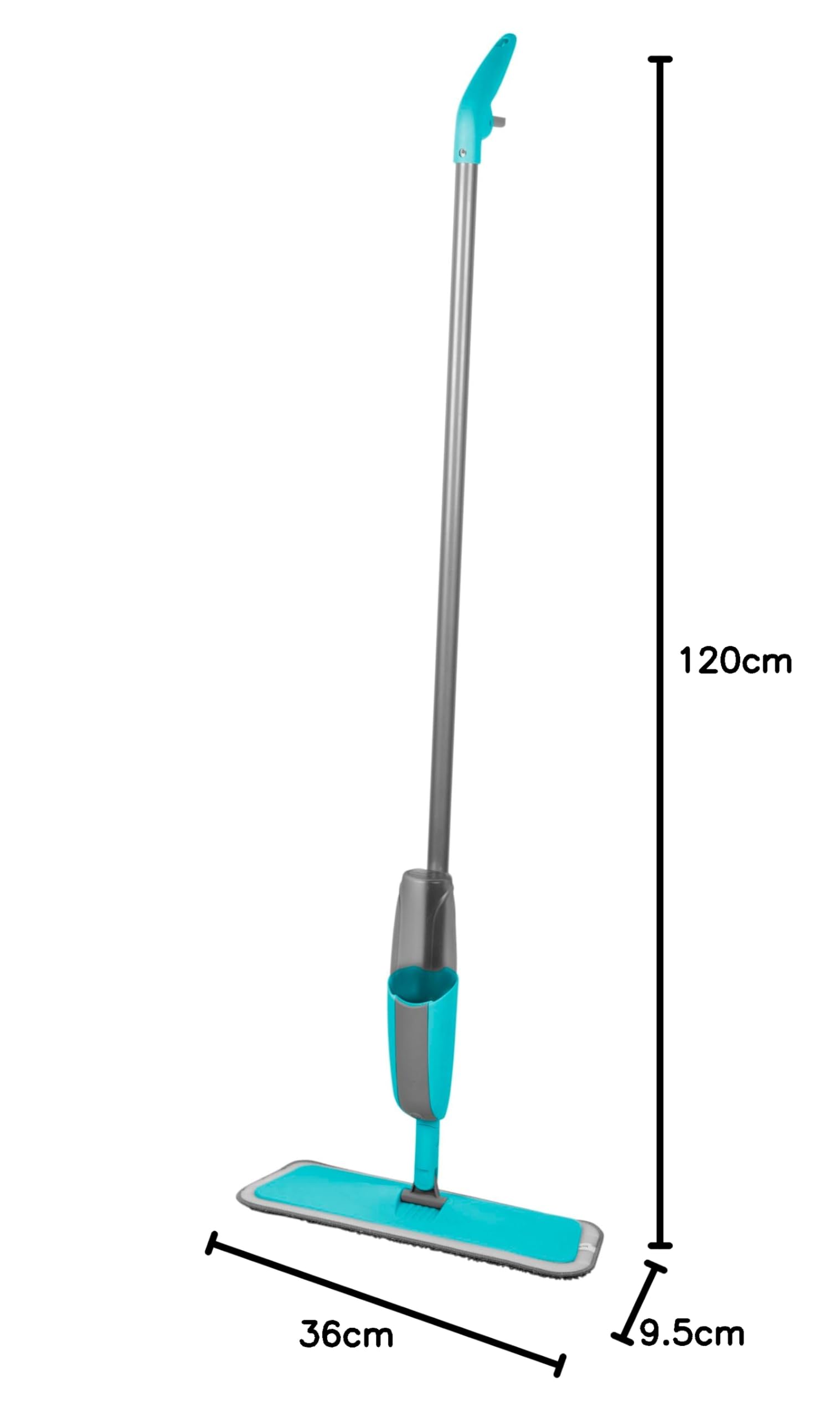 alpina Pulitore Spray - Pulitore con Funzione Spray - Serbatoio d'Acqua da 300 ml - Include Panno in Microfibra - 120 x 36 x 9,5 cm - Grigio/Blu