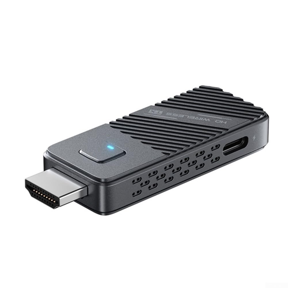 Kit receptor transmisor inalámbrico 50 metros 1080P HD adaptador de audio vídeo para PC para cámara mac reunión streaming baja latencia gris funda portátil