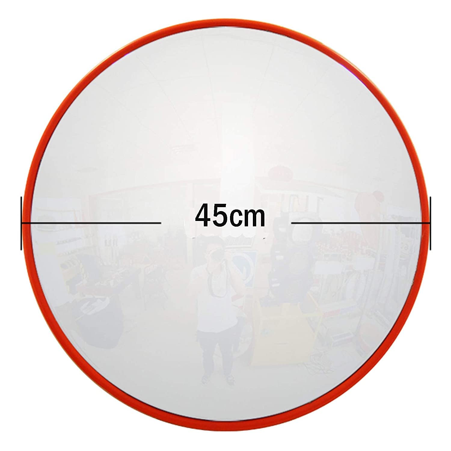 Wetterfest Garagenspiegel, Verkehrsspiegel, Verkehrsaußenspiegel, Parabolspiegel,Beobachtungsspiegel, Ausstiegsspiegel, Konvexspiegel, 45cm, 130-Wölbung, für Straße