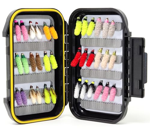 Image of Outdoor Planet Assorted Trout Fly Fishing Lure Pack of 10 /12 /15 /28 /35 /48 /66 Pieces Fly Lure + Double Side Waterproof Pocketed Fly Box
